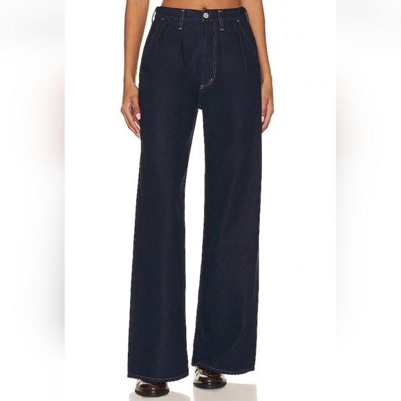 Citizens of Humanity Maritzy Pleated Dark Denim Jeans Wide Leg Size 27 Baggy Fit - Picture 5 of 14